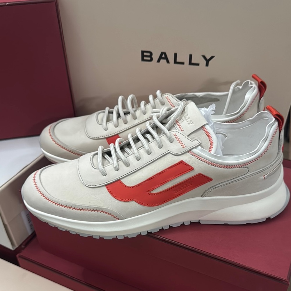 Bally Cream and Red Casual Sneakers